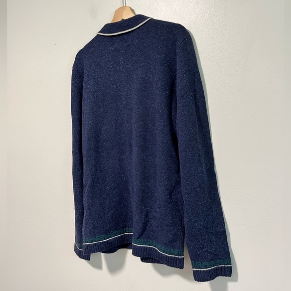 Percival Men’s XL Wool Cardigan - Navy Blue with Contrast Trim - Picture 13 of 14